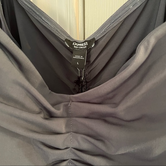 Express Ruched Grey Bodysuit - Picture 2 of 5